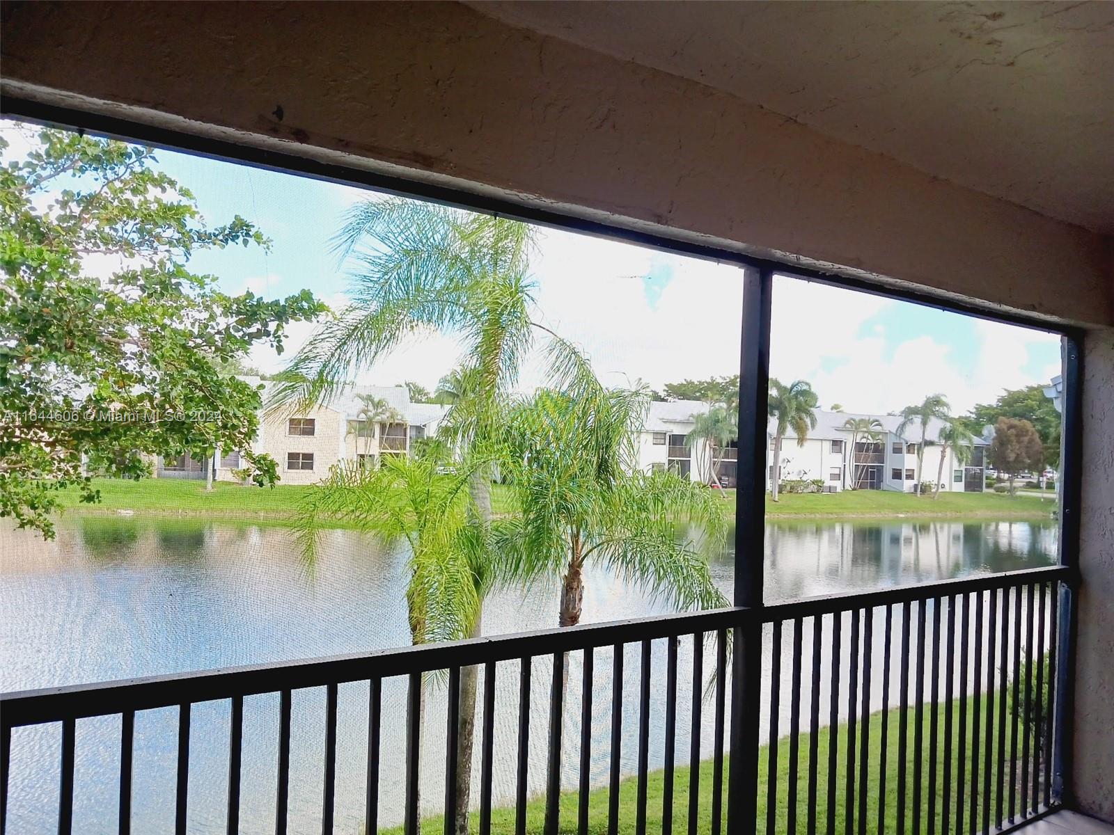 a view of lake from a balcony