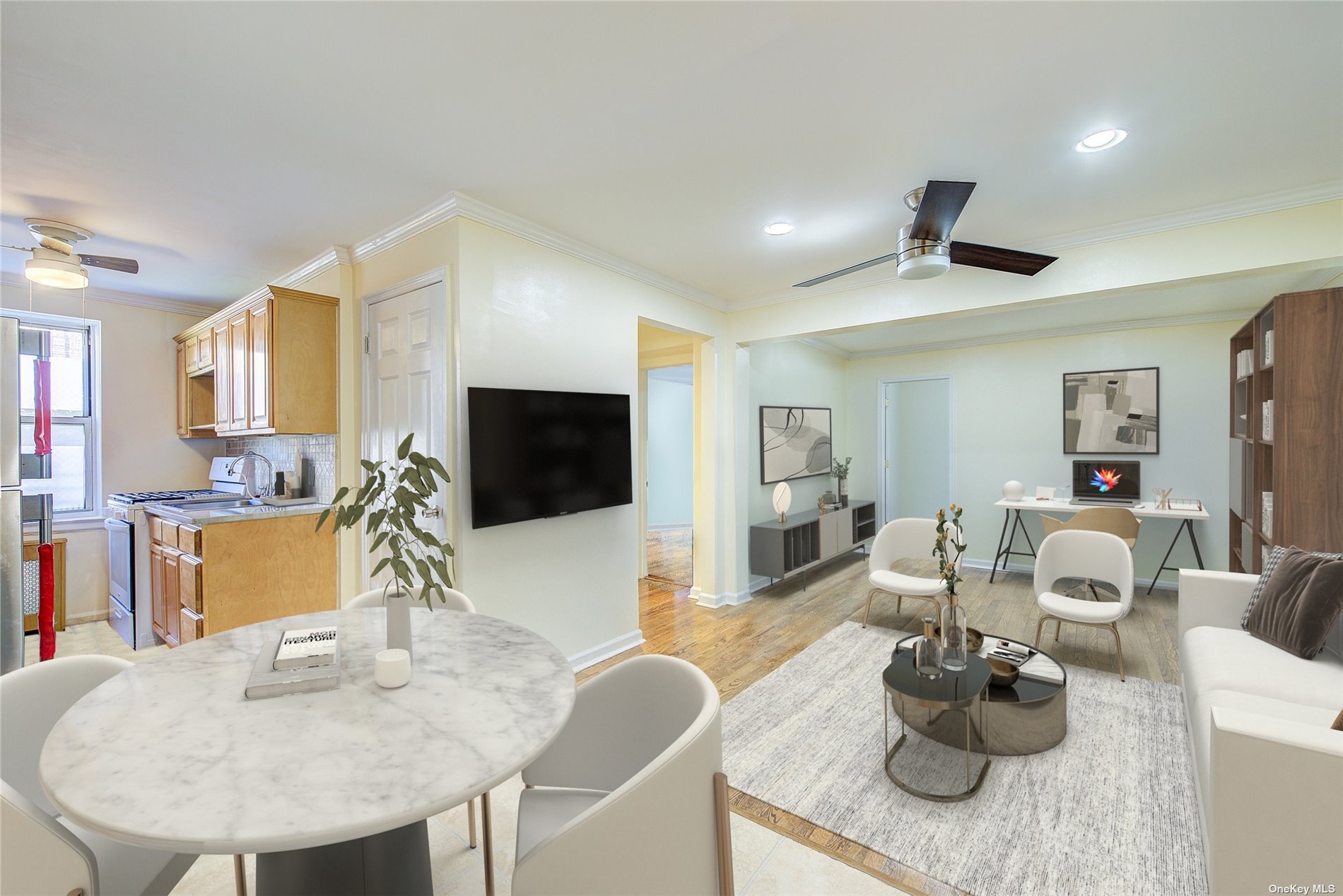 a living room with furniture and a flat screen tv