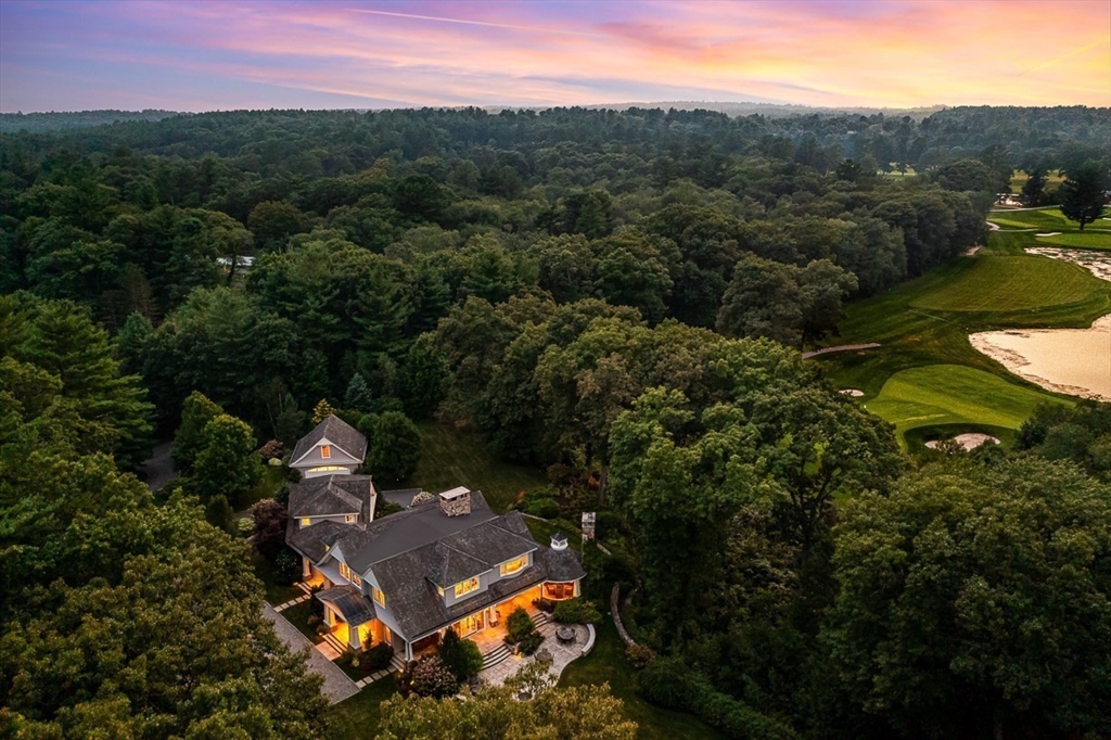 an aerial view of a house with mountain view