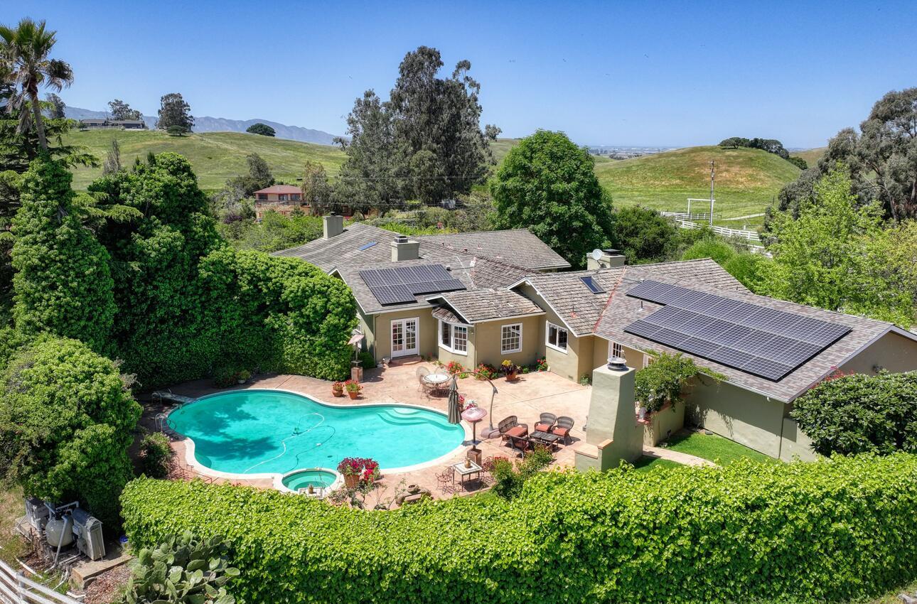 an aerial view of a house