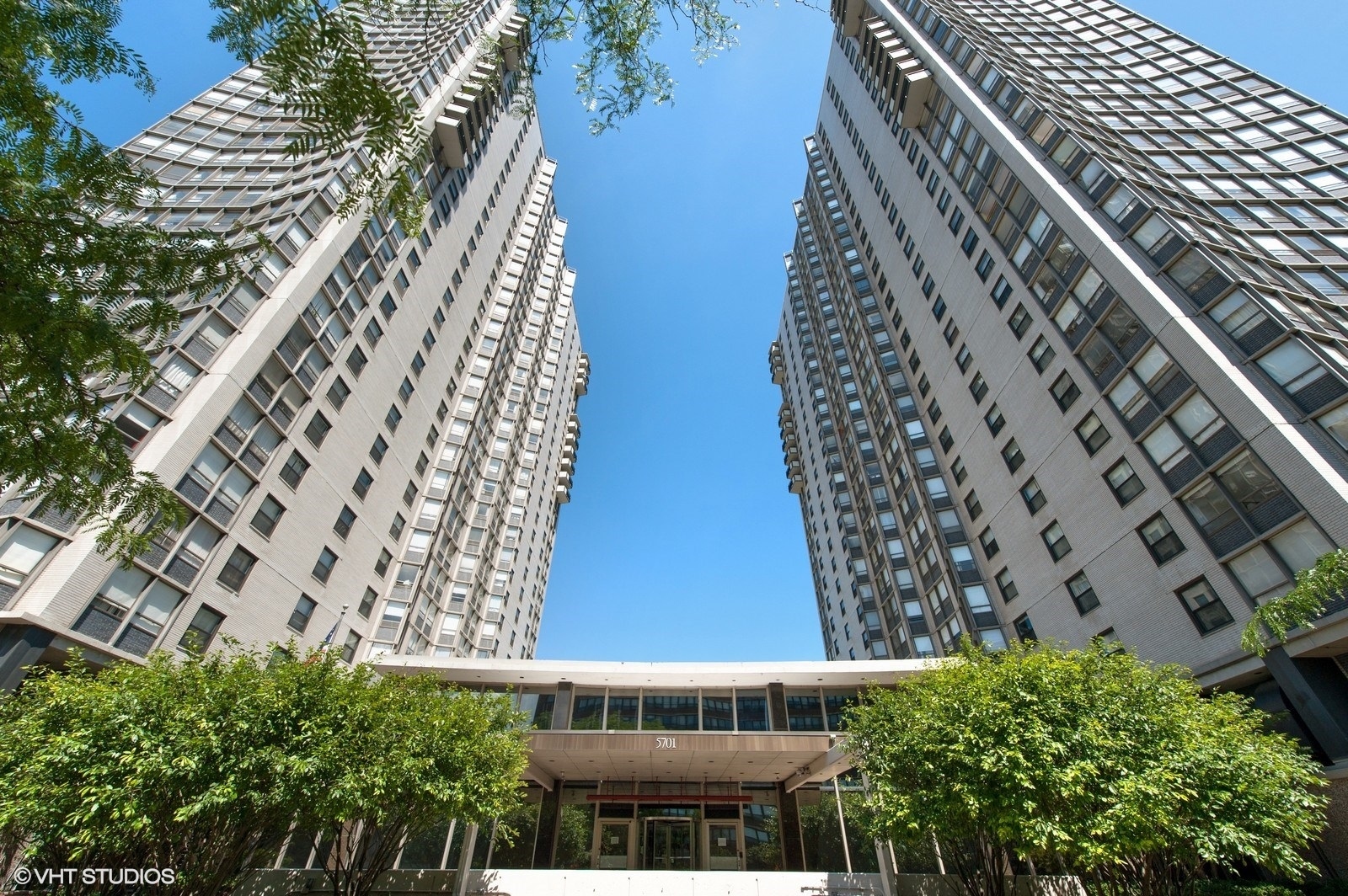 an aerial view of a building