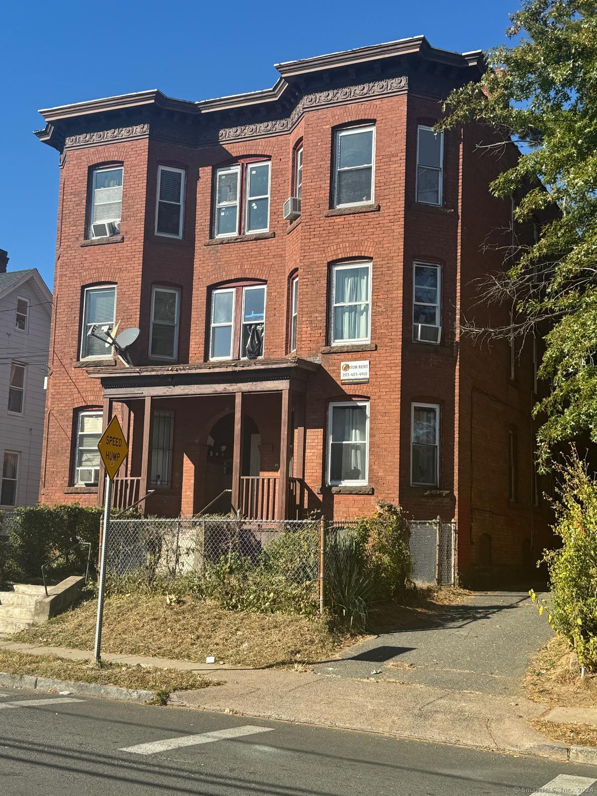 front view of a brick house