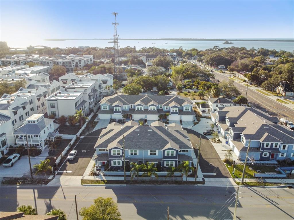 an aerial view of multiple house