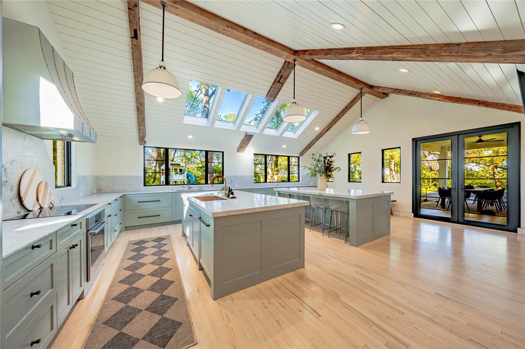 a kitchen with lots of counter top space