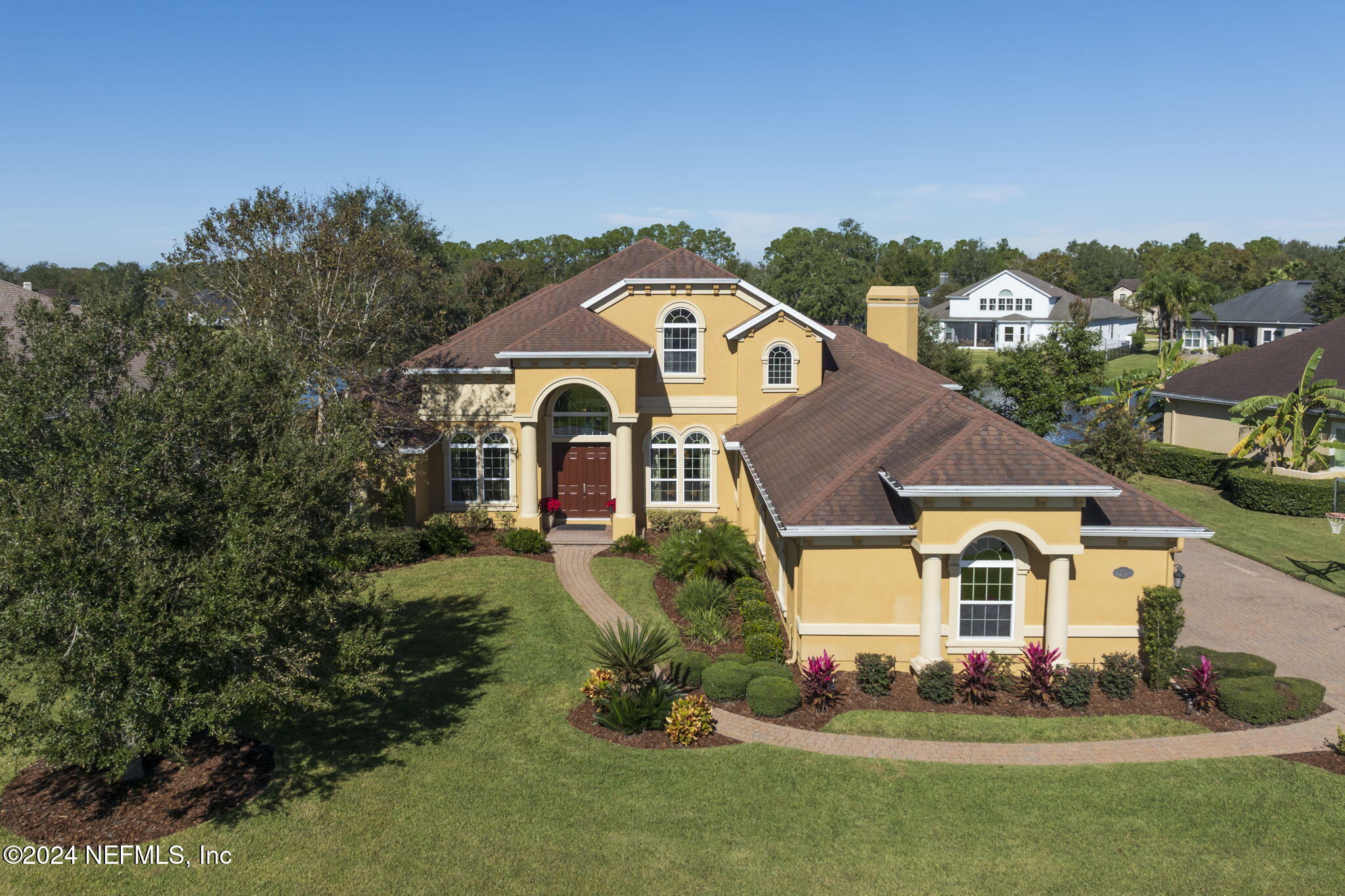 an aerial view of a house