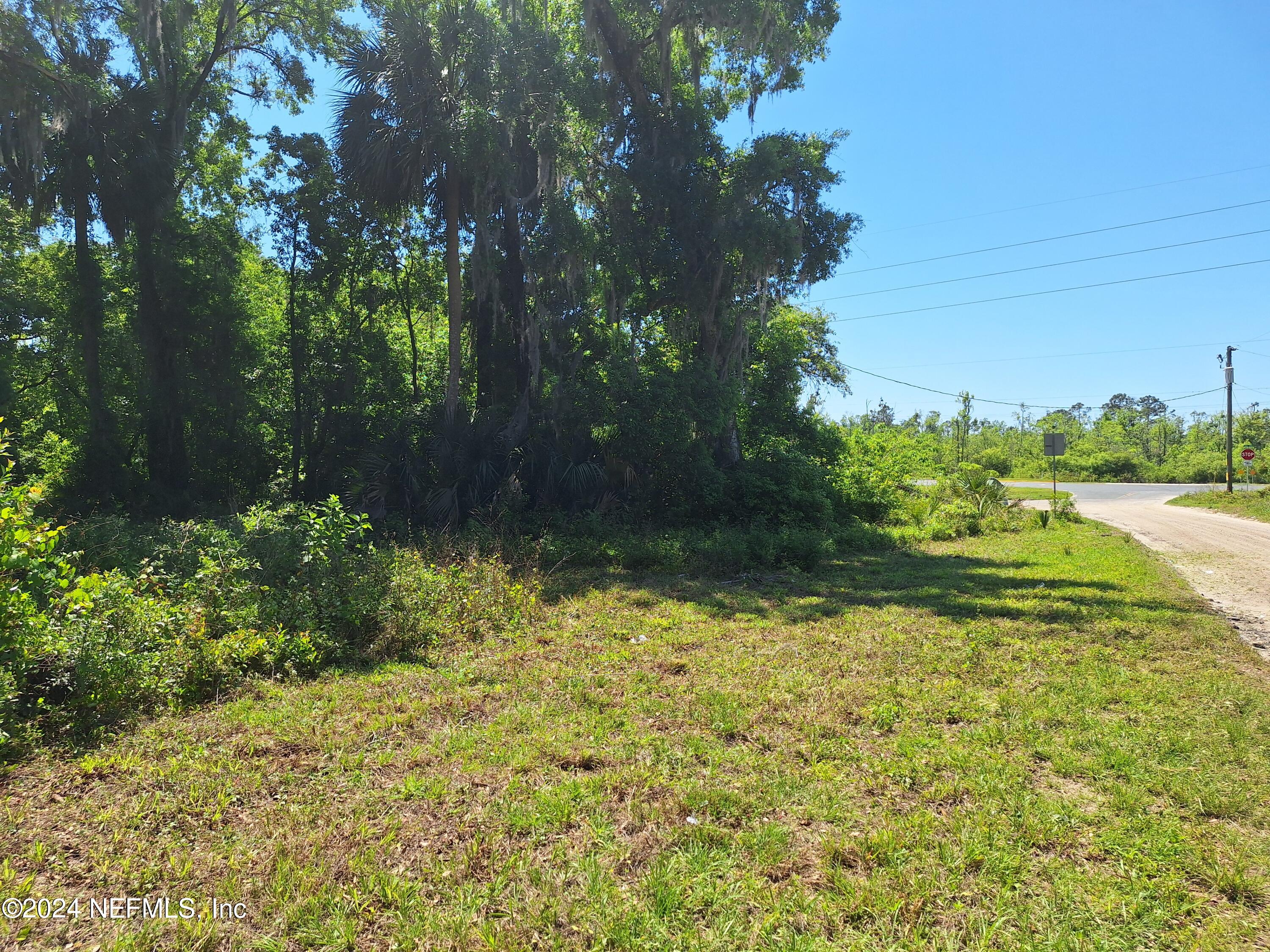 a view of a yard with yellow house