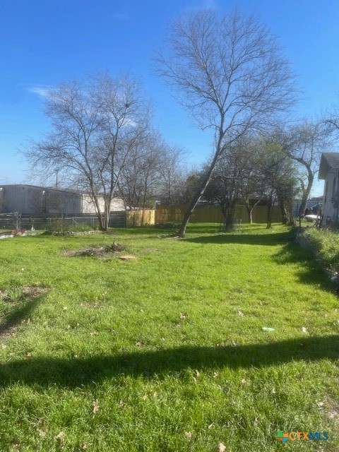 a view of a park with large trees