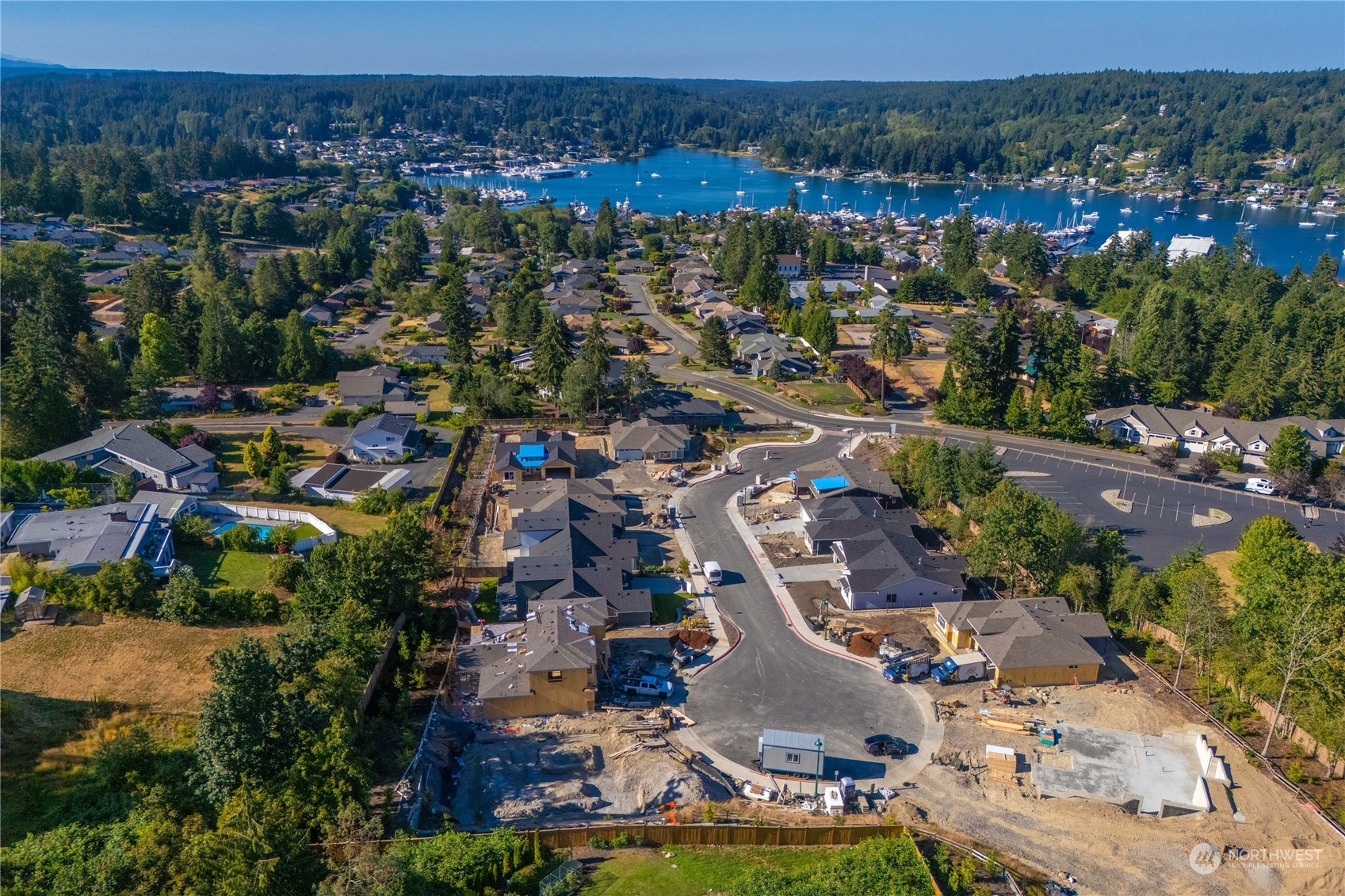 an aerial view of multiple house