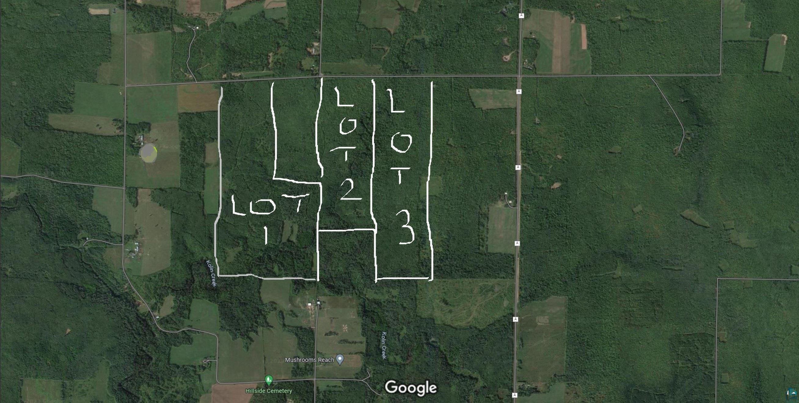 This picture show all 3 lots available from seller.  This listing is for Lot 1 - five 40 acre lots.