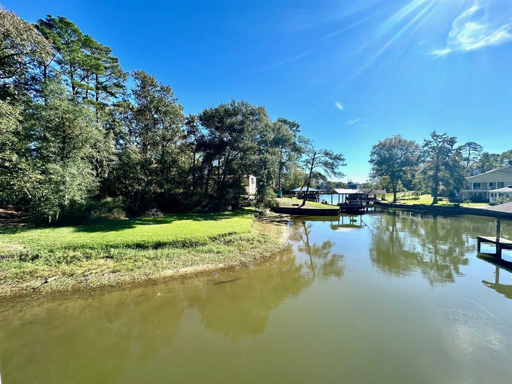 a view of a lake with houses