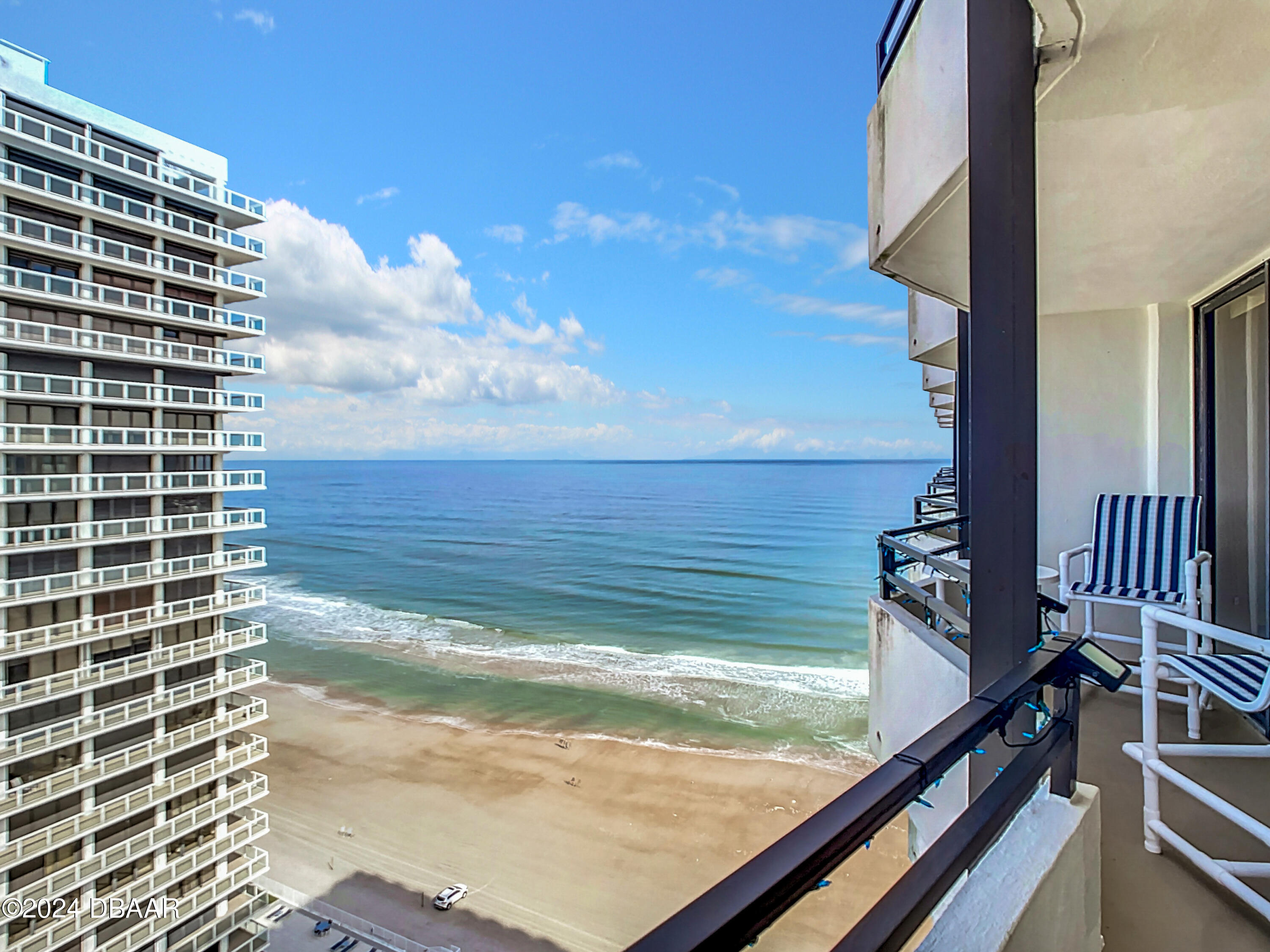 a view of balcony with ocean view