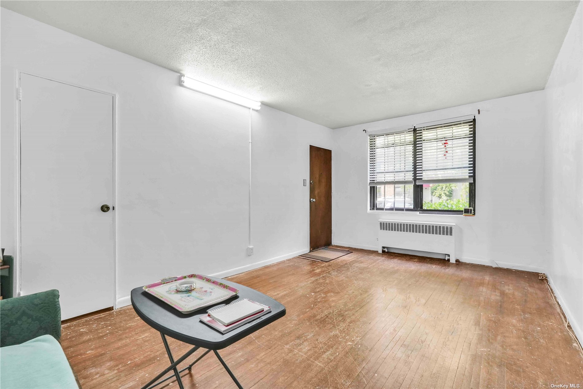 a view of a room with furniture window and wooden floor