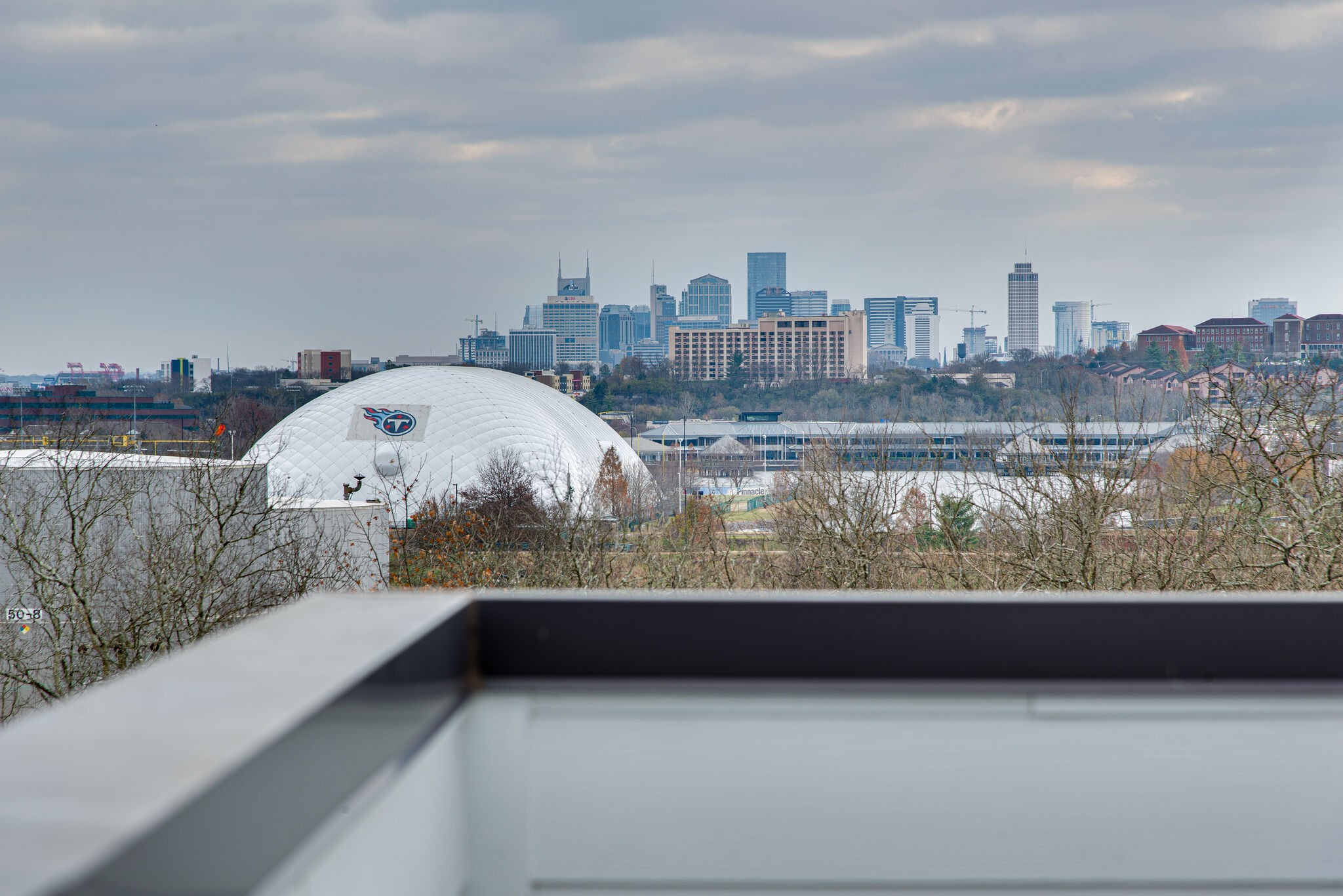 a view of a city from a terrace