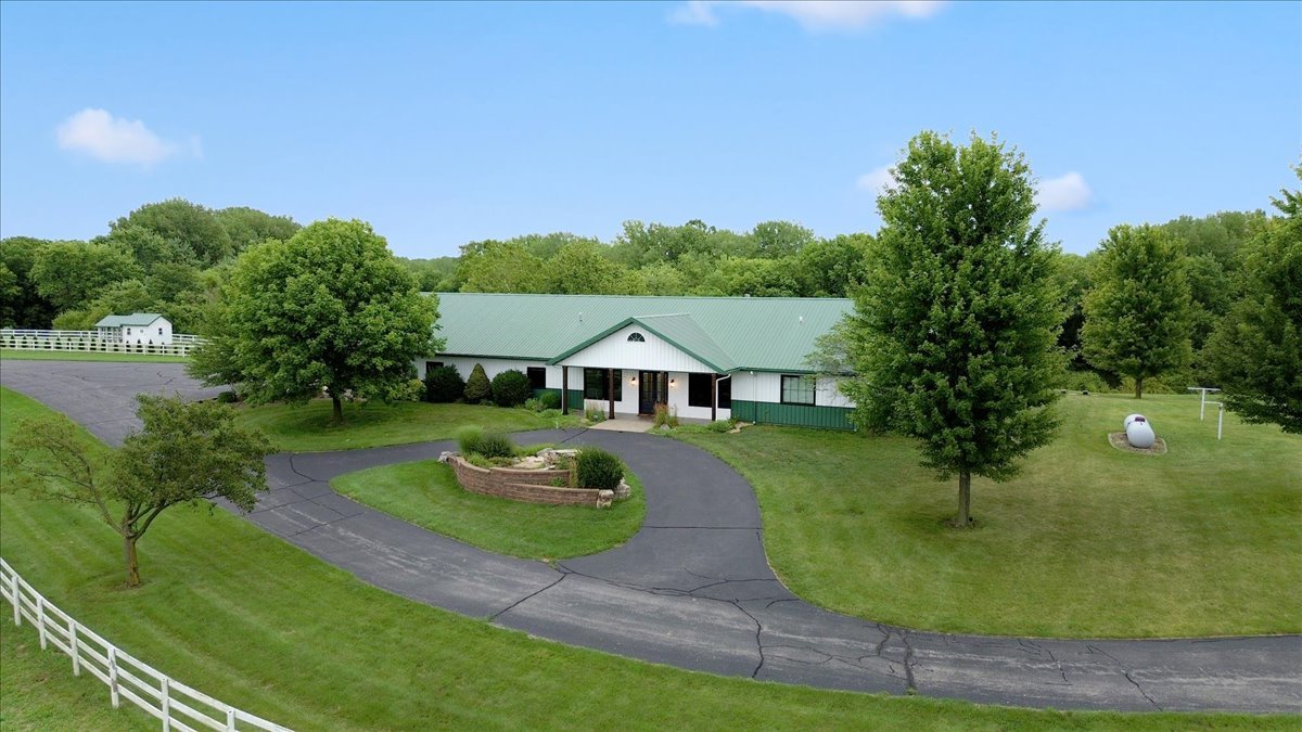 an aerial view of a house