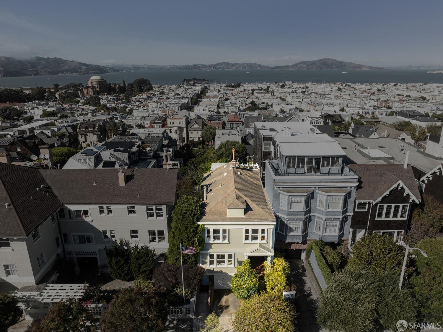 an aerial view of a house