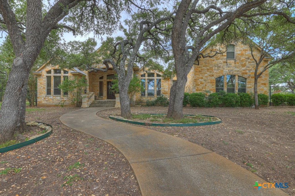 a view of a house with a tree in front of it