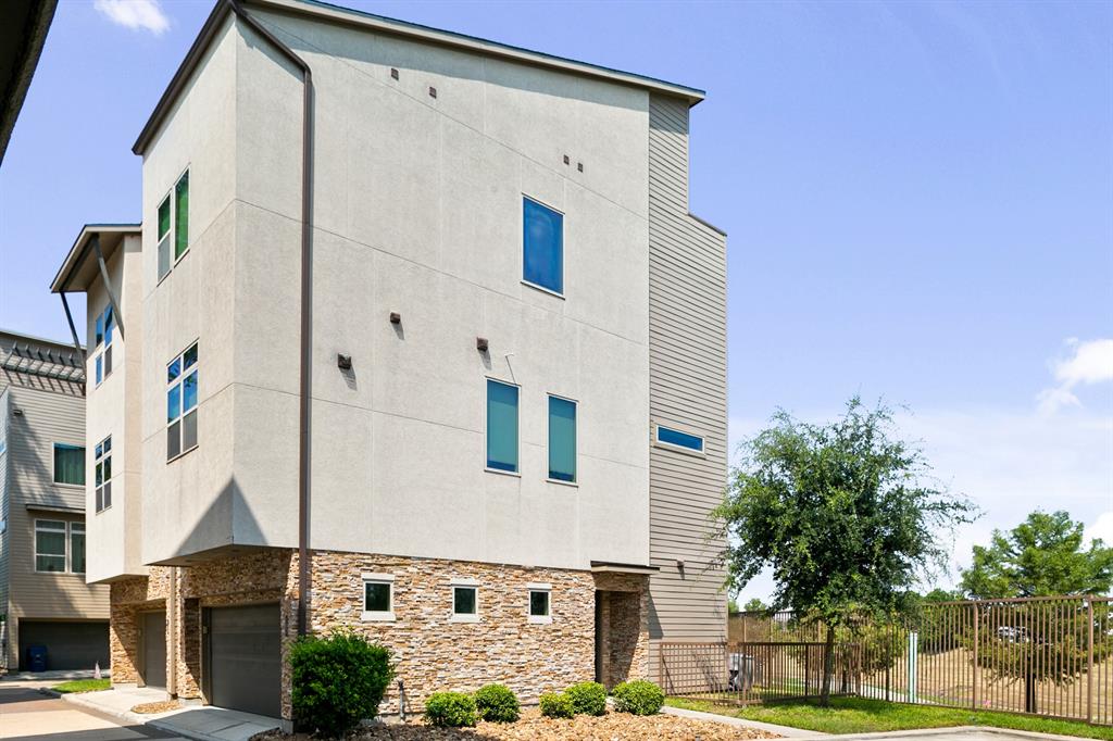 a front view of a building with street view