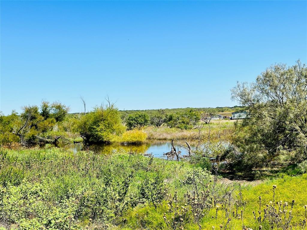 a view of a lake with a yard