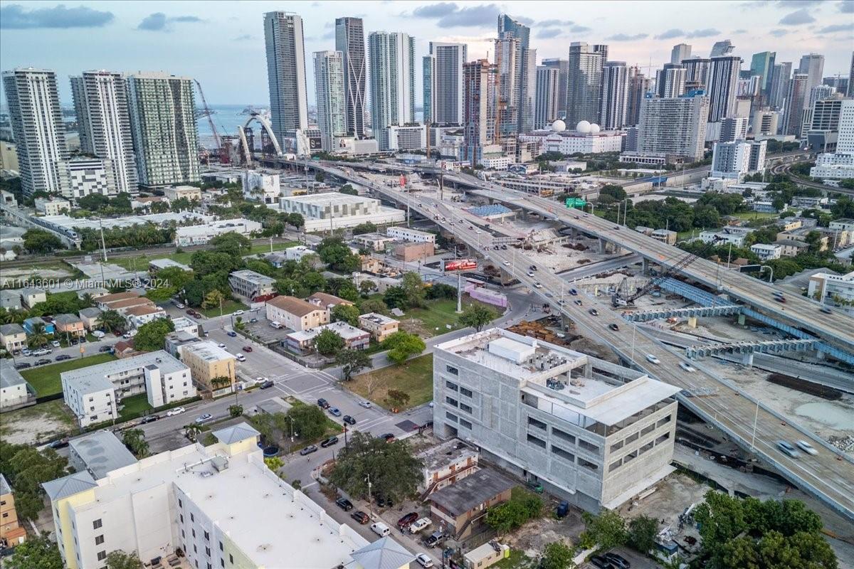 a view of a city with tall buildings