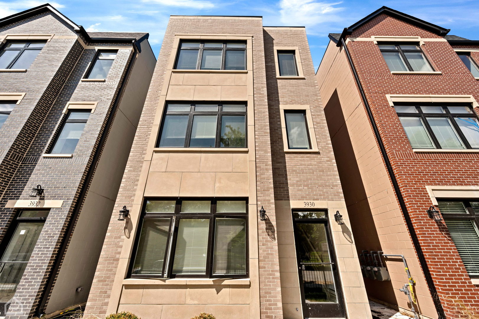 a view of a building with a door