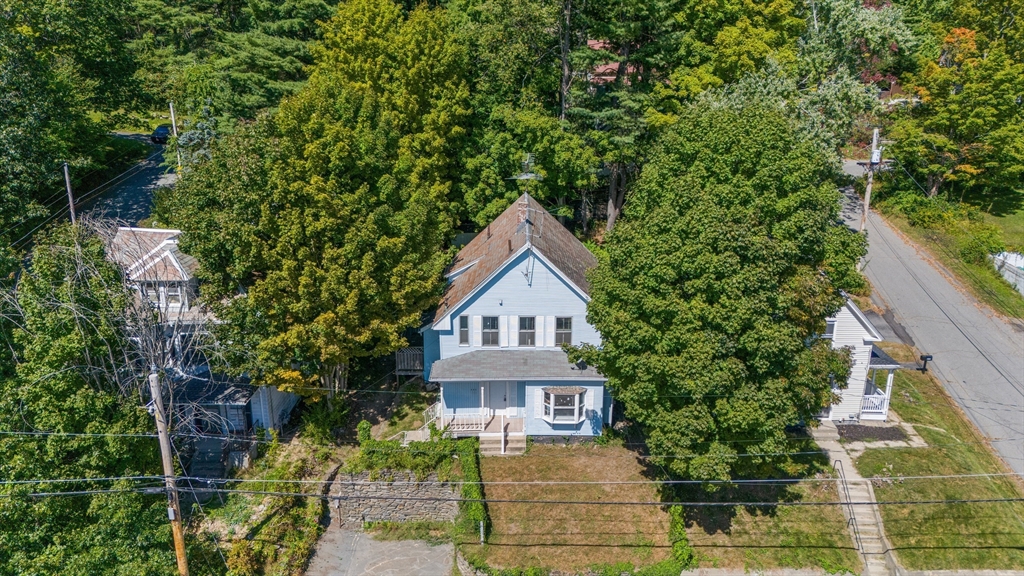 an aerial view of a house