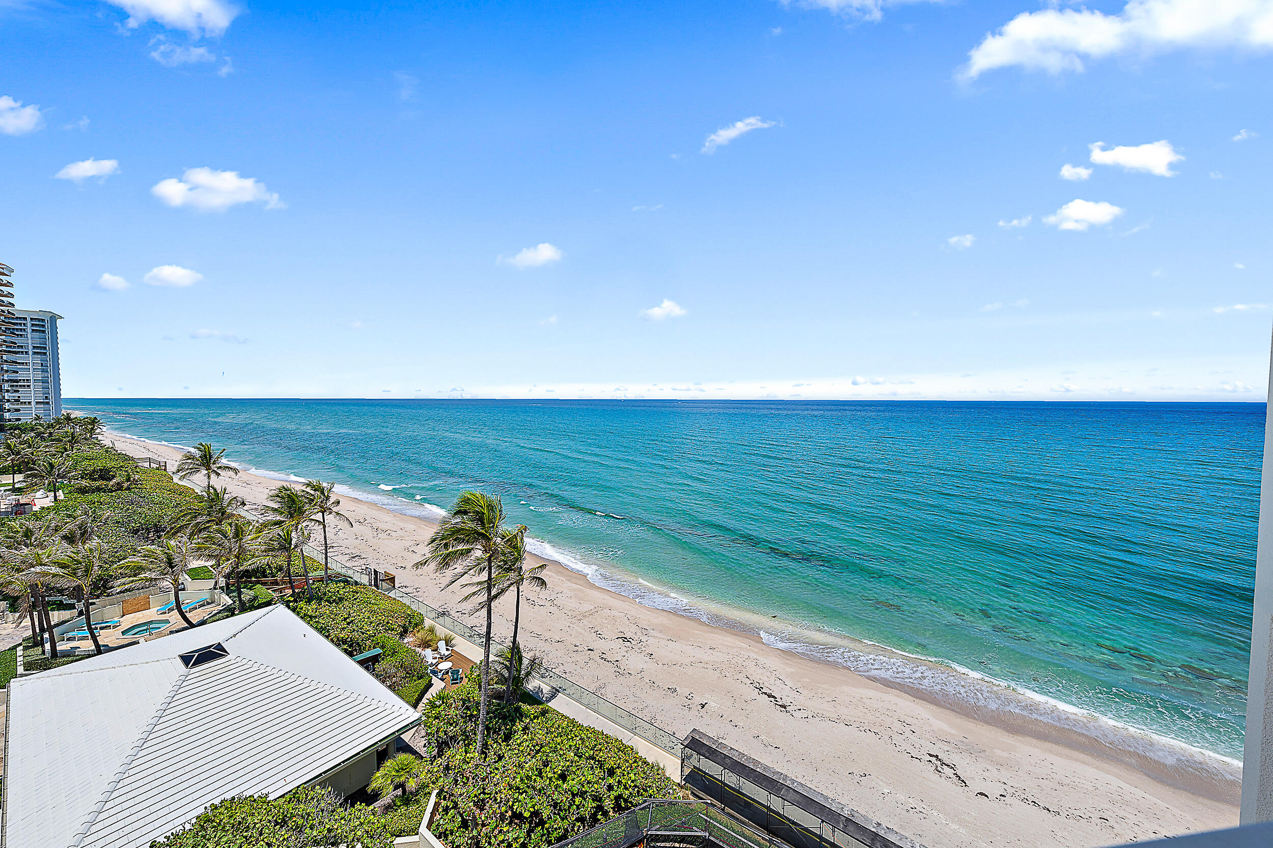 a view of an ocean from a balcony