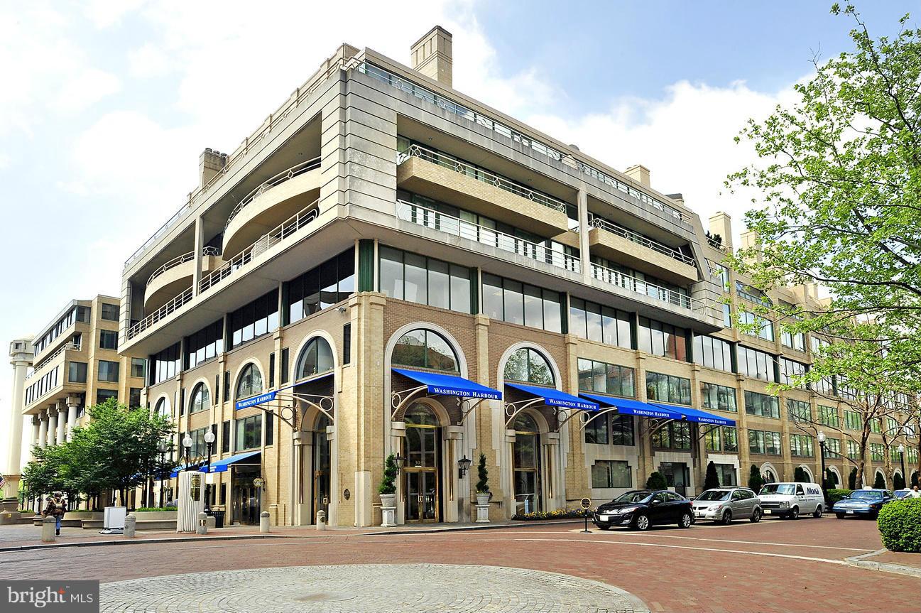 a view of a building with a street