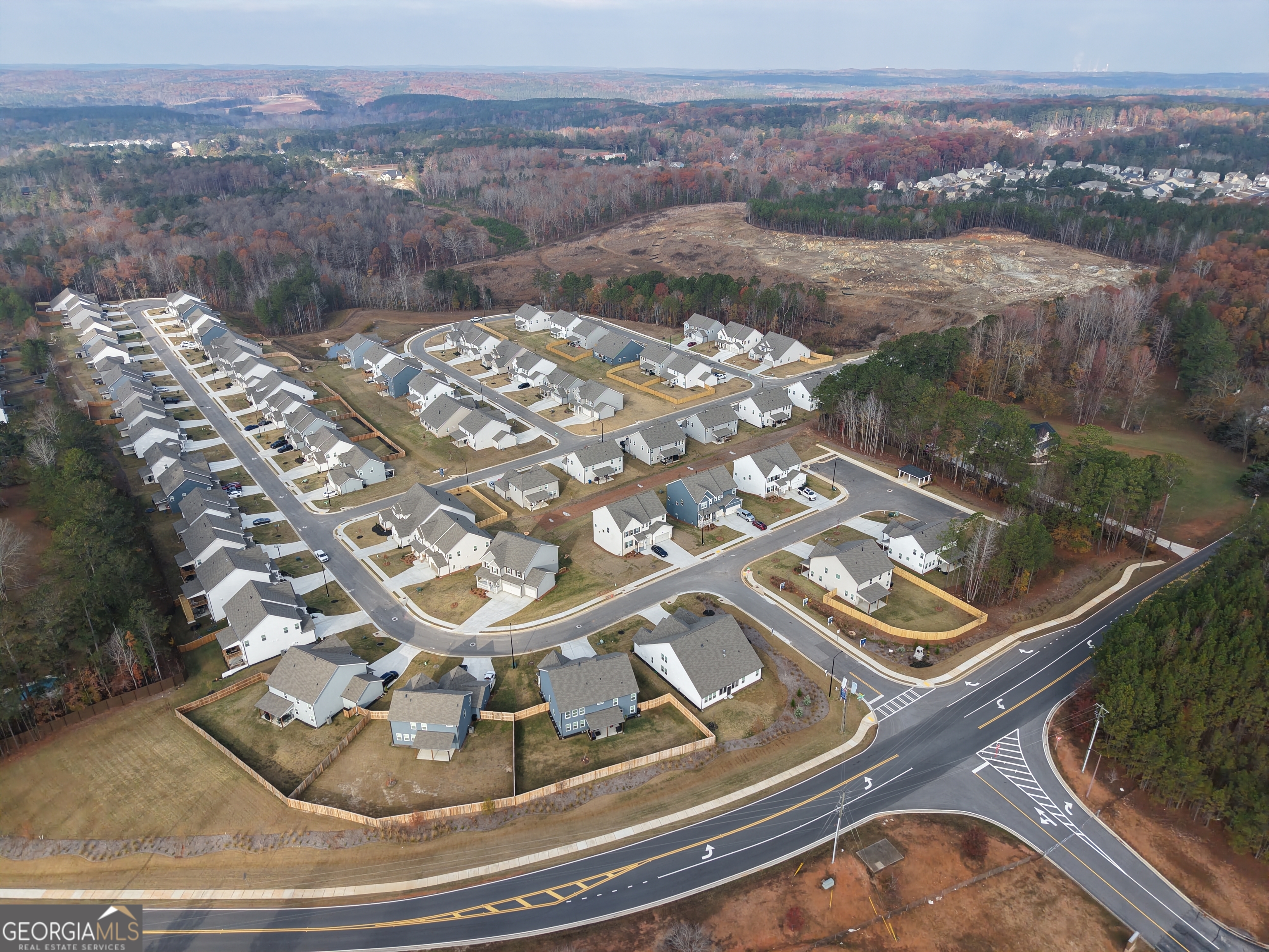 an aerial view of a house