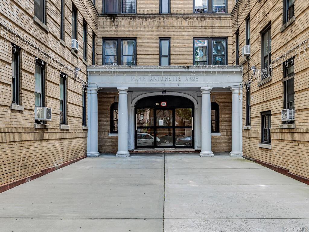 a view of an entrance of the building