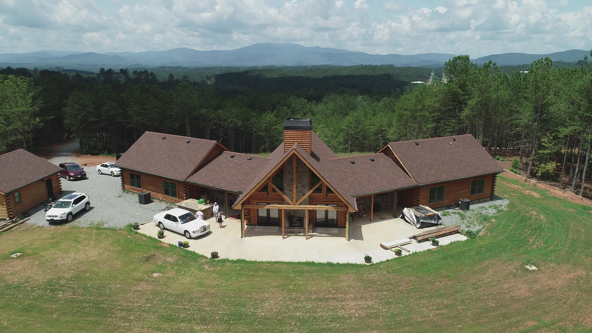 a aerial view of a house with garden