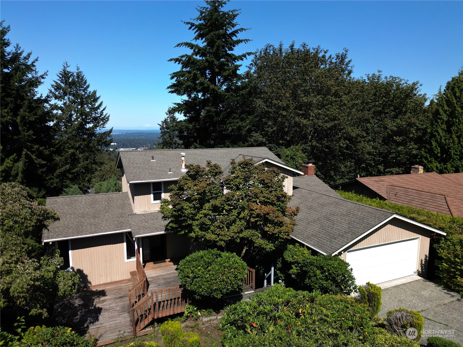 an aerial view of a house