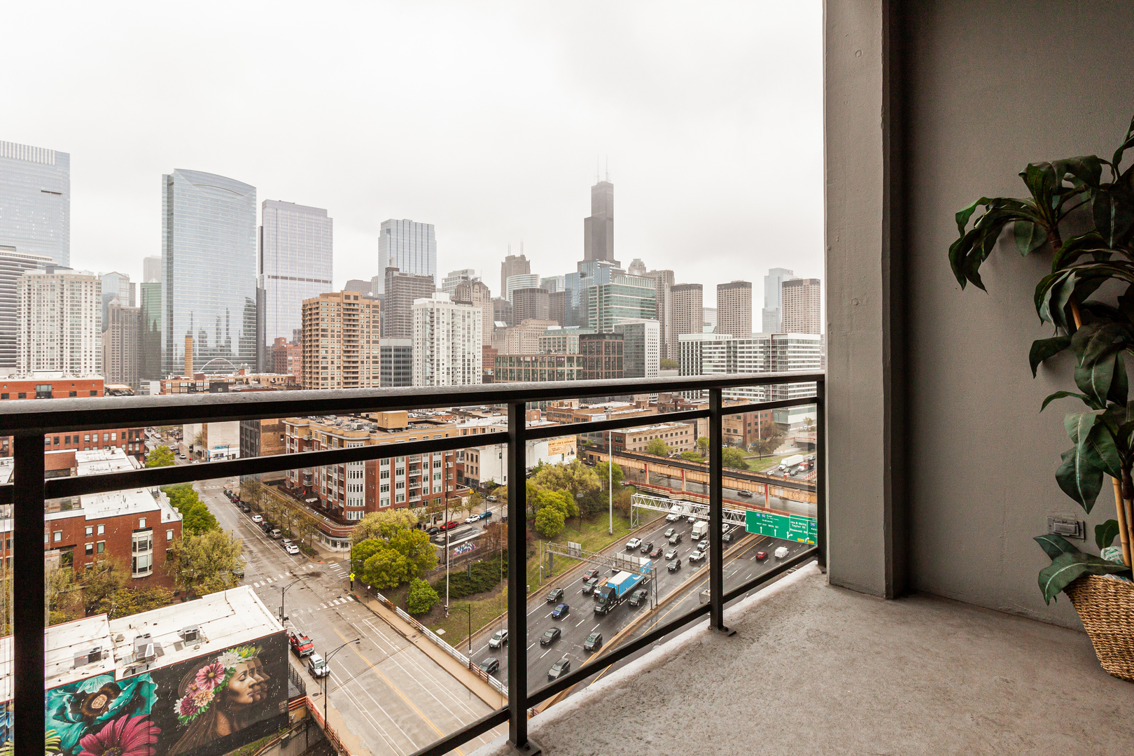 a view of city from balcony