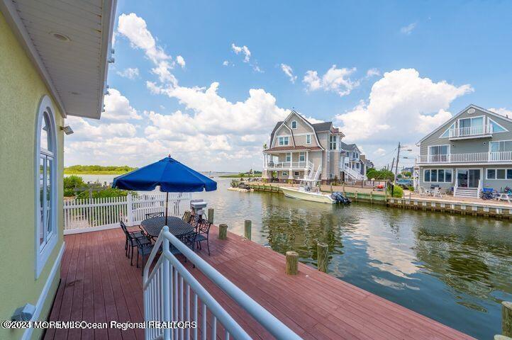 a view of a lake with a deck