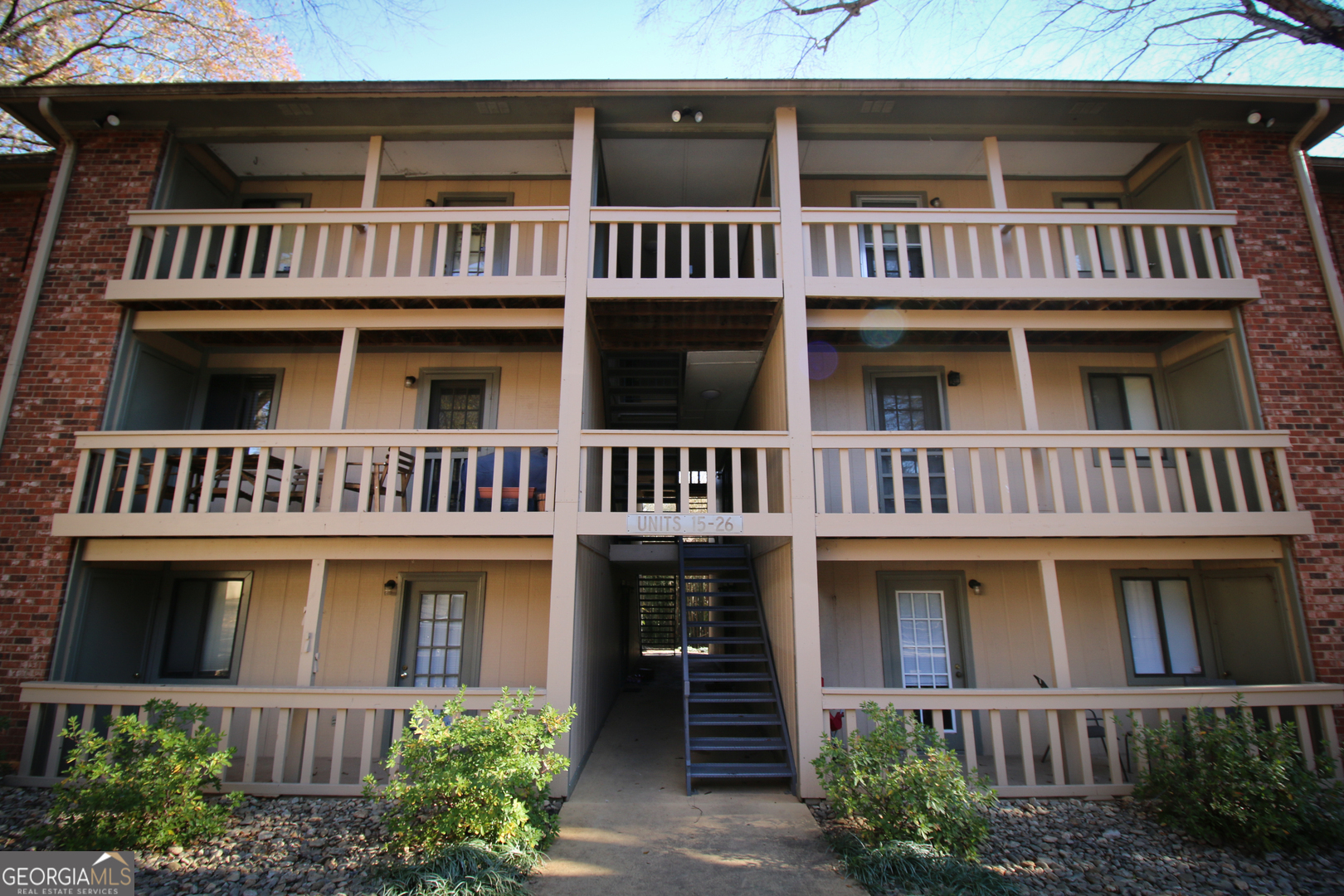 a front view of residential houses