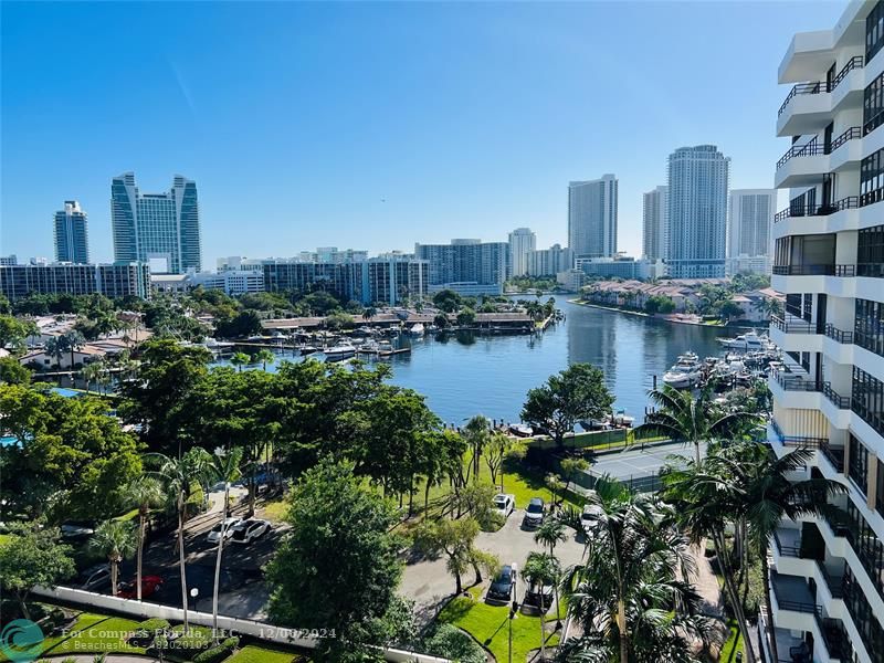 a view of a city with tall buildings