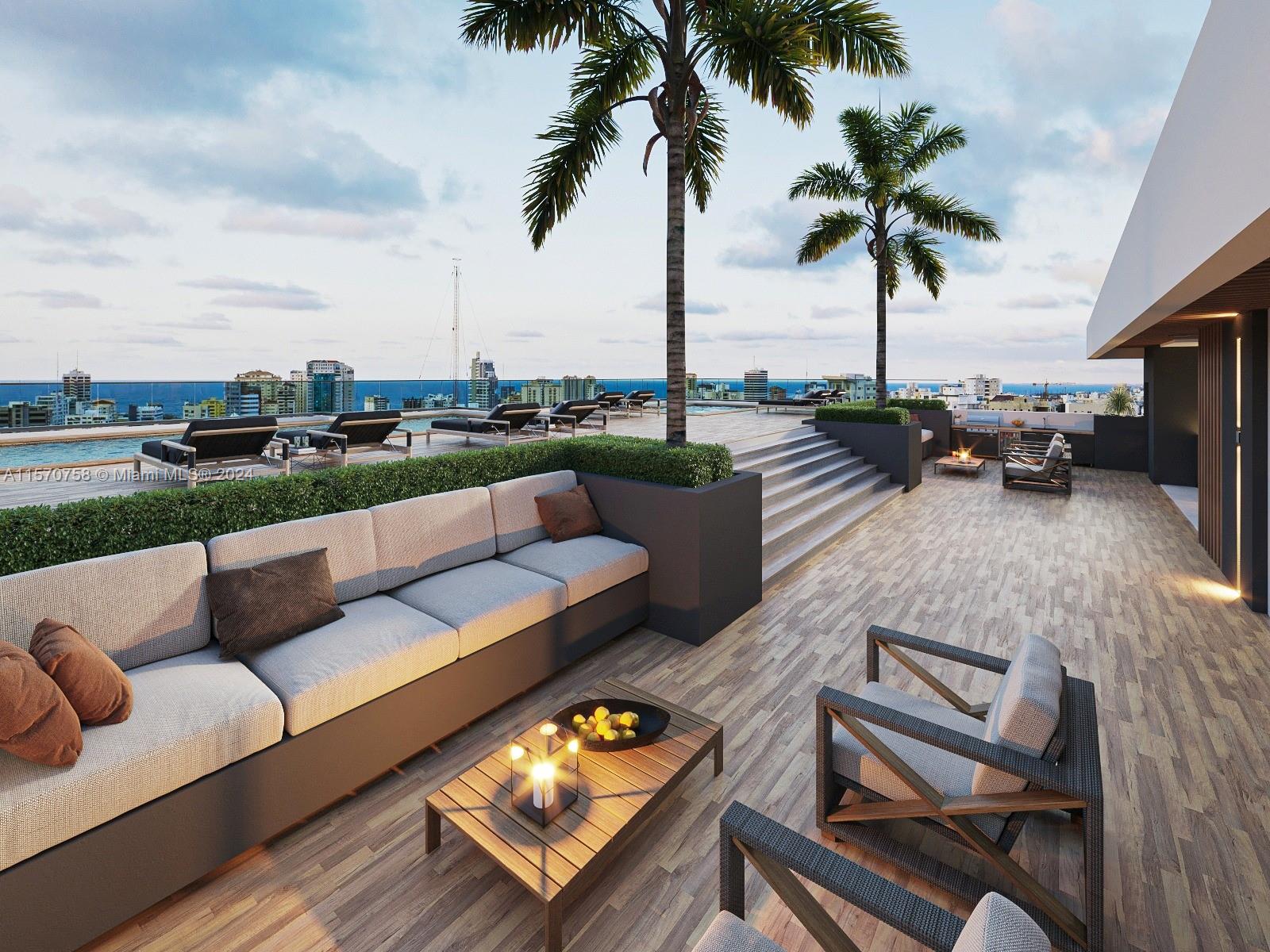 a view of a patio with couches and a table