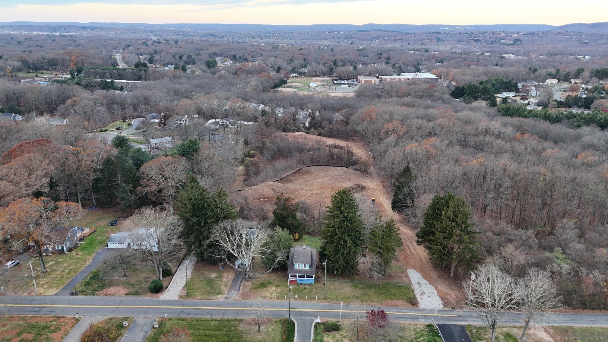 an aerial view of multiple house