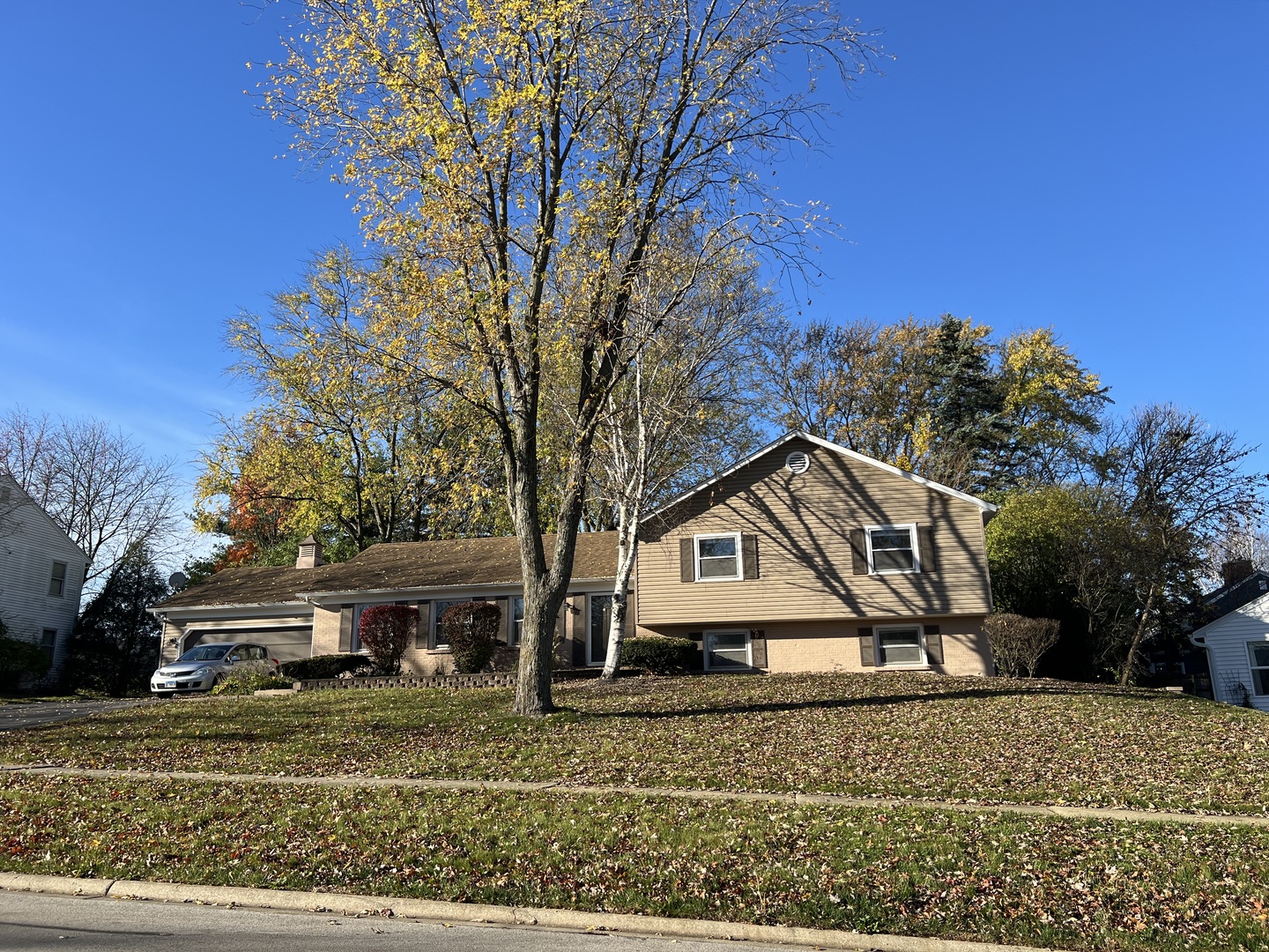 a view of house with a yard