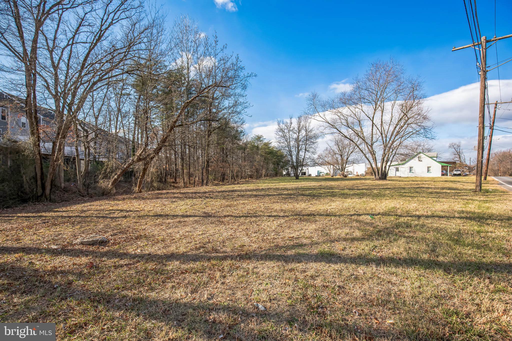 a view of dirt field with trees