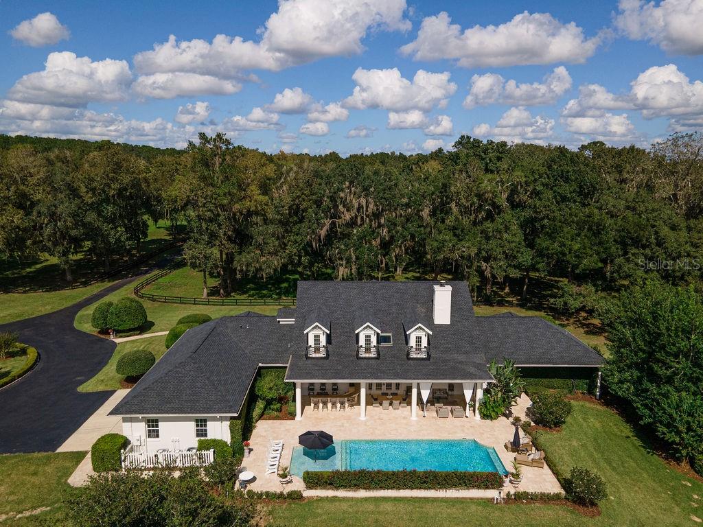 an aerial view of a house