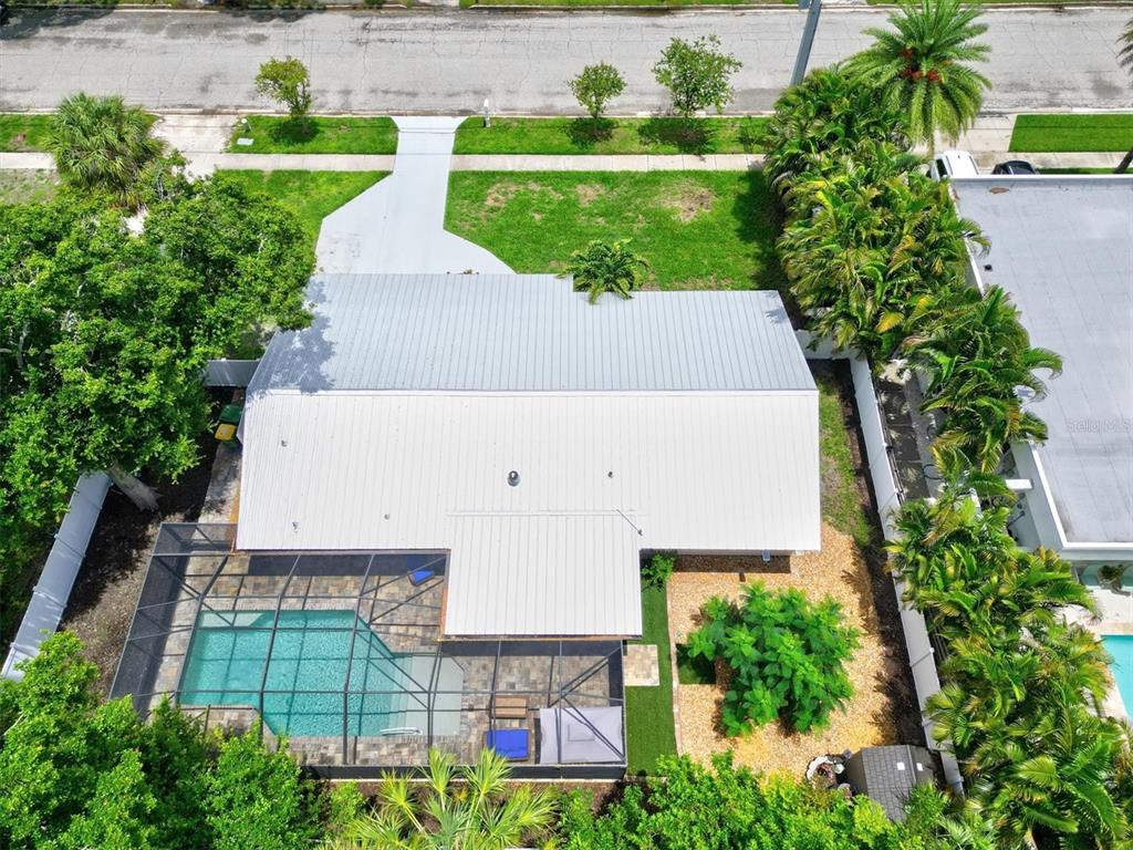 an aerial view of a house