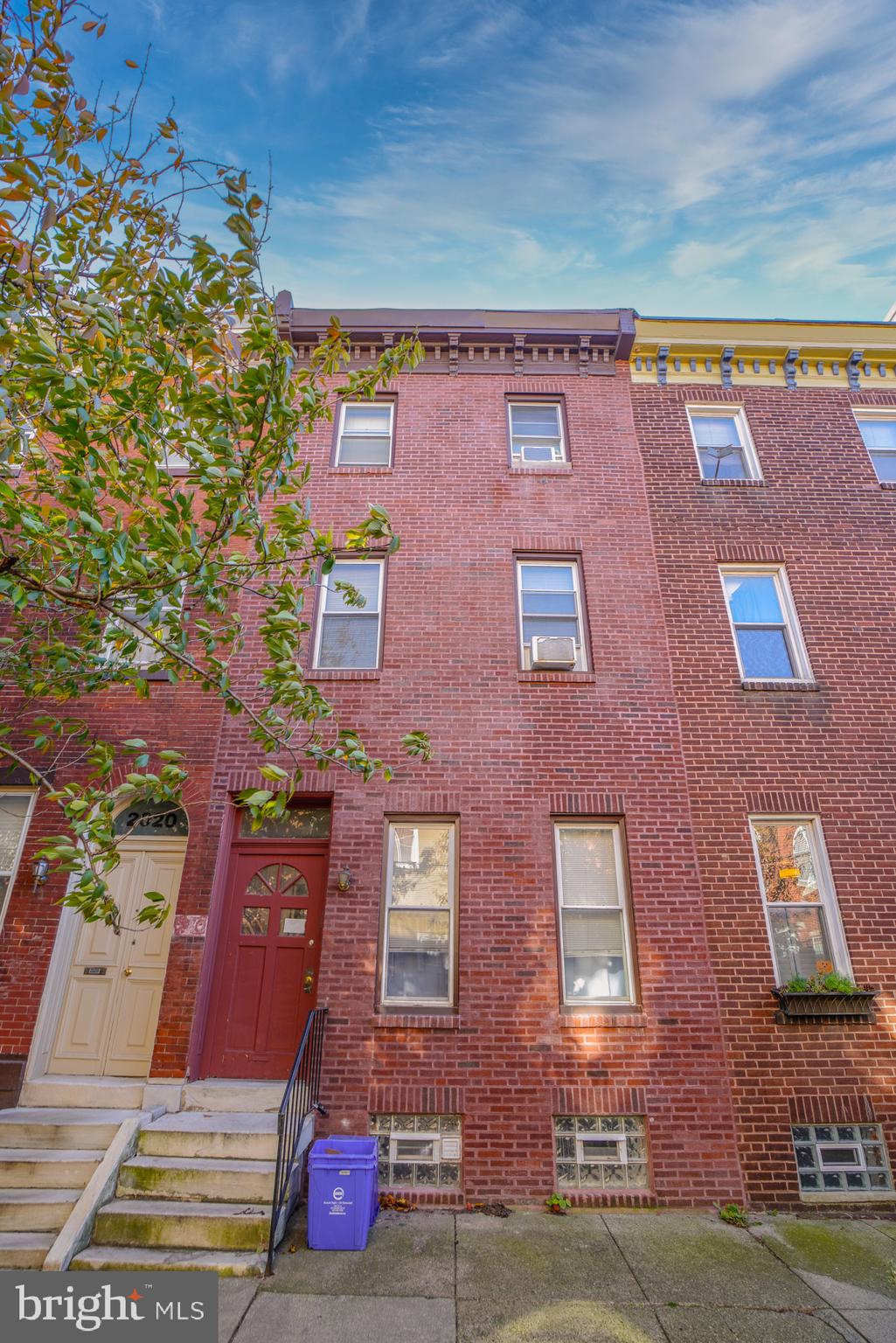 front view of a brick building