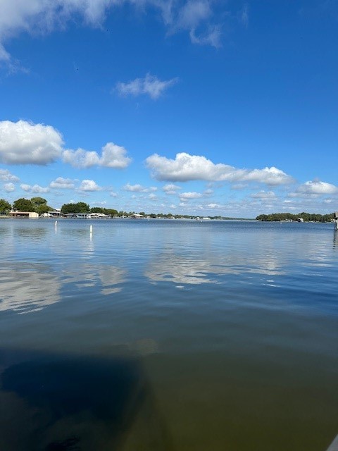 a view of a lake and a city