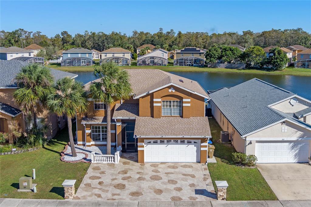 an aerial view of a house