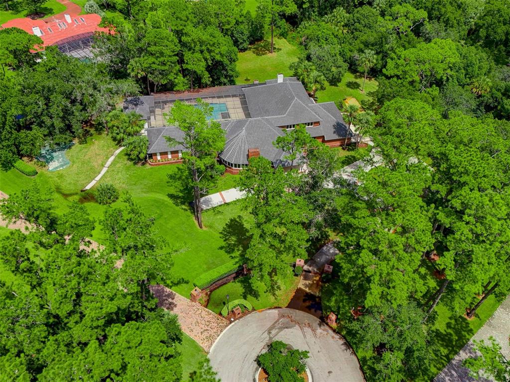 an aerial view of a house