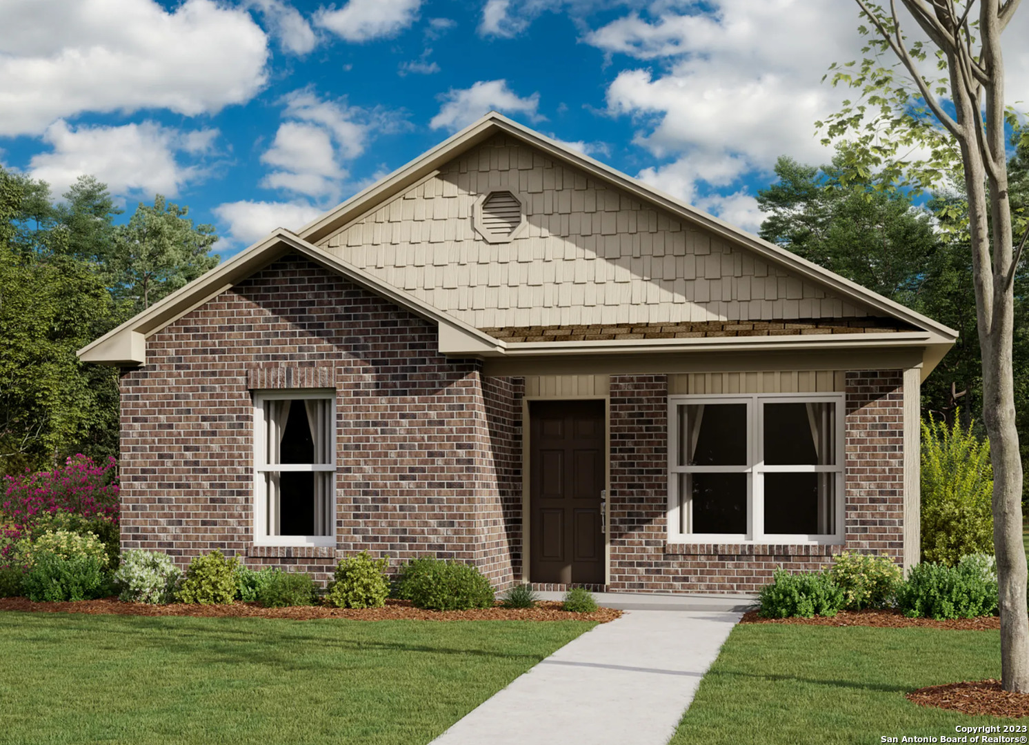 a front view of a house with garden