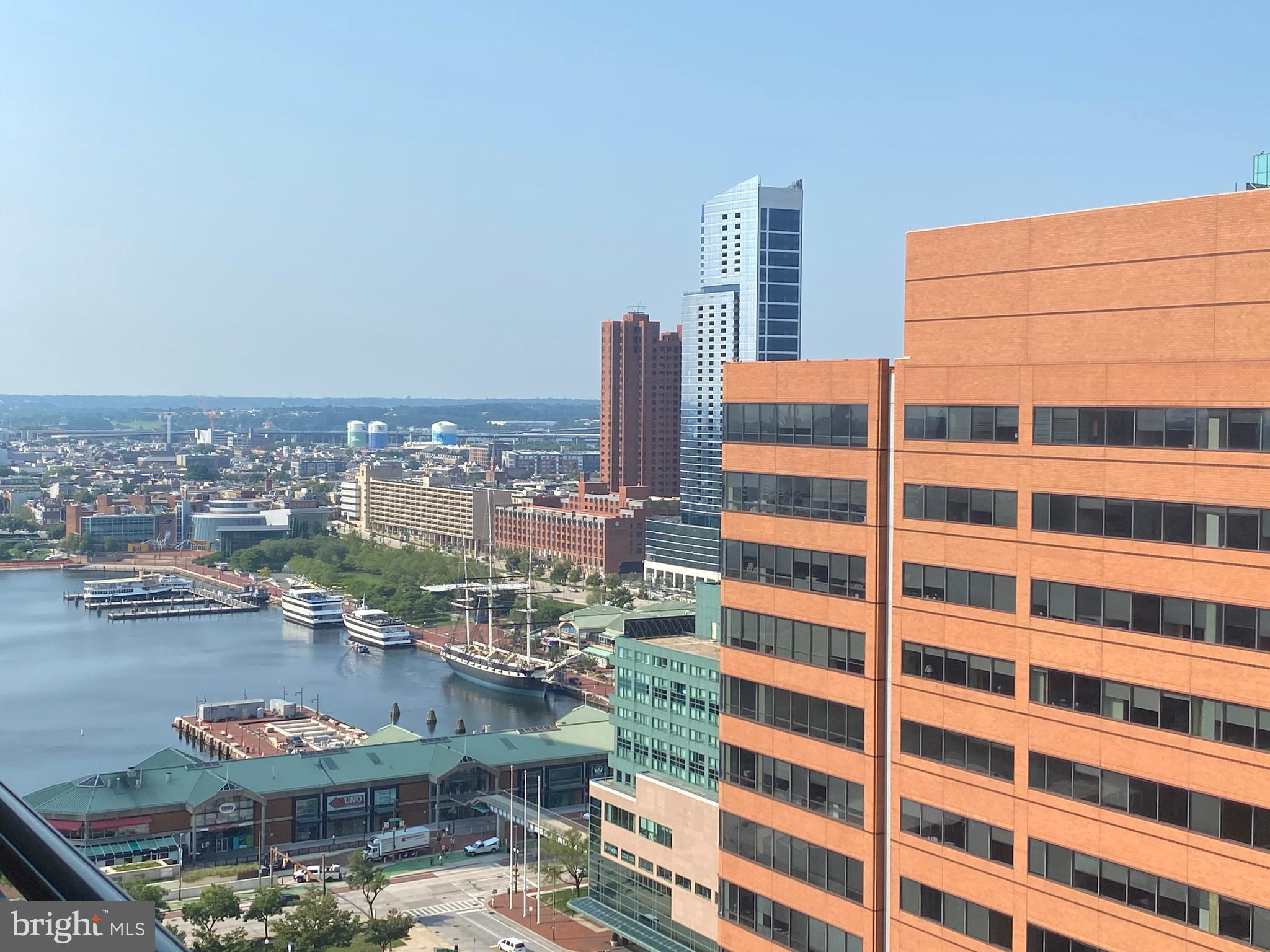 a city view with tall buildings