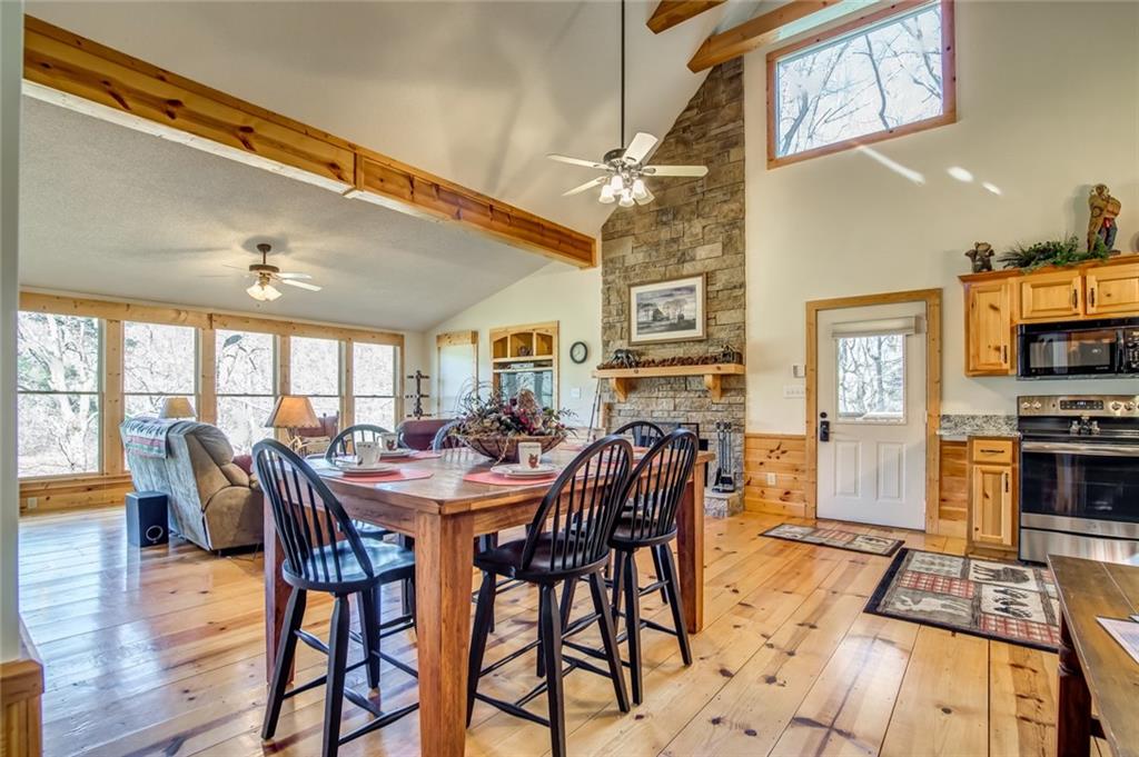 Another view of the open floor plan open ceilings. Large Windows lets sunlight in.