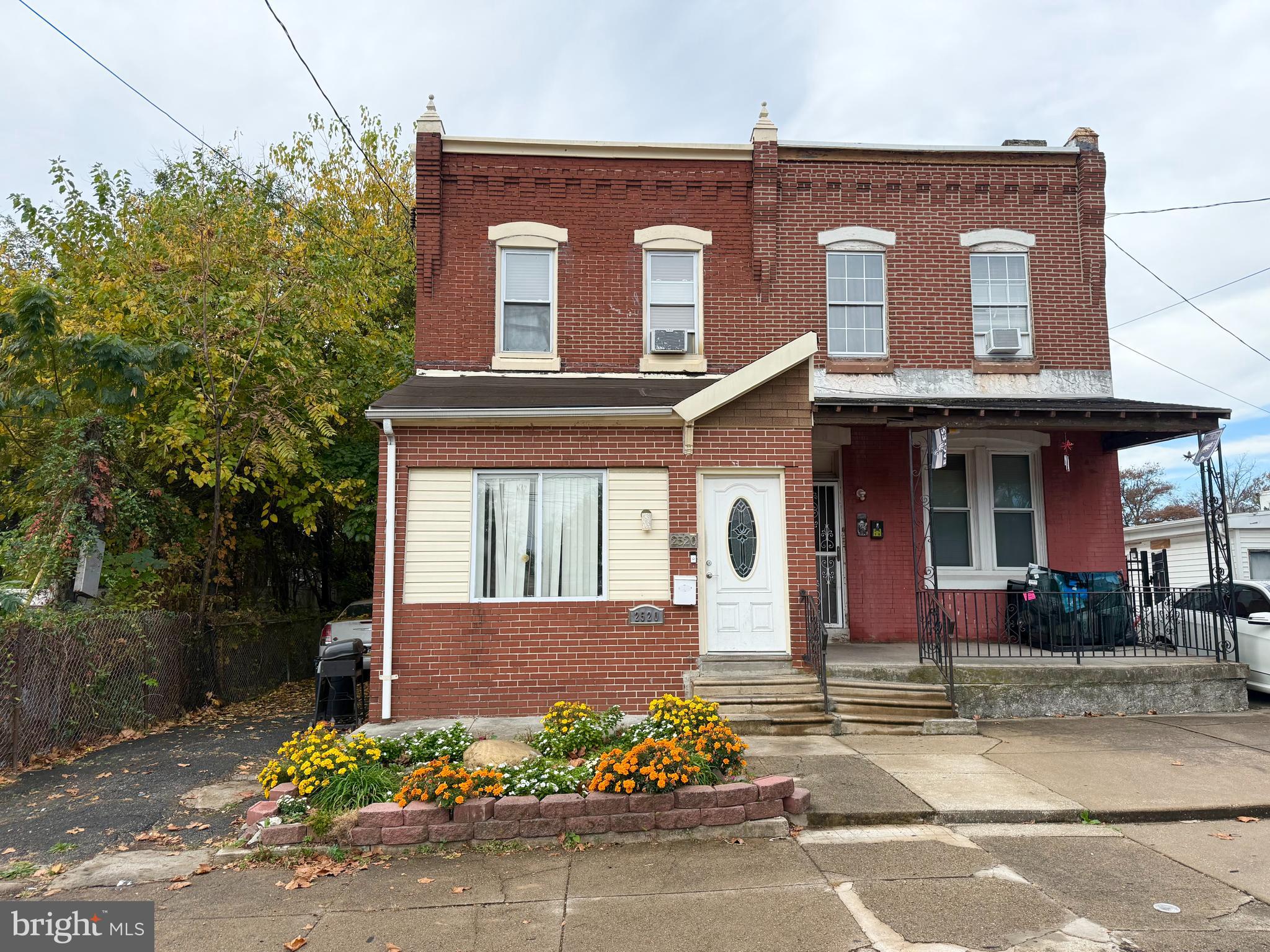 front view of a brick house