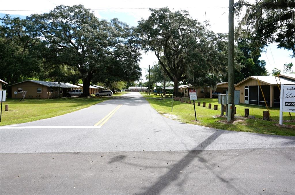 a view of a park with slide